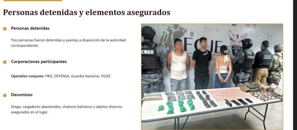 Capturan a tres presuntos implicados en la masacre de 10 hombres en Zacatecas; una de las detenidas es menor de edad